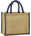 W473 Westford Mill Natural Starched Jute Midi Tote Bag Natural / Navy colour image
